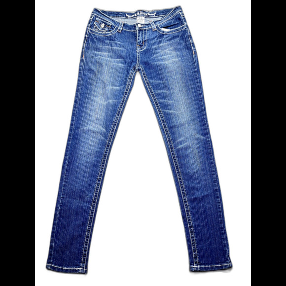 BB‎ Jeans Womens Denim Thick Double Stitched Slim Skinny Stretch Pockets Size 7 - Picture 1 of 16